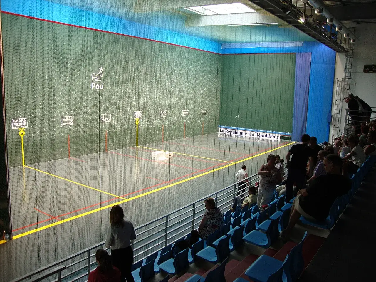 Fronton, trinquet et mur à gauche : les aires de jeu